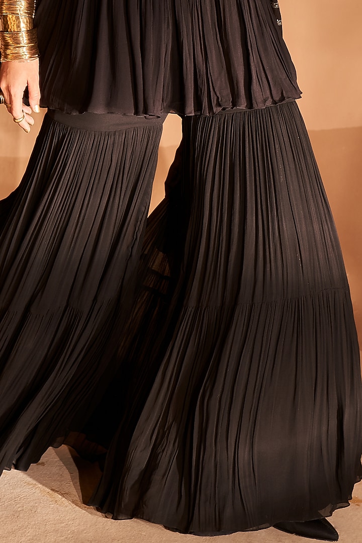 Black Georgette Bridal Sharara Set by Bhumika Sharma at Pernia's Pop Up Shop