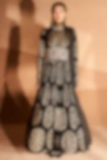 Black Printed Anarkali Set by Bhumika Sharma