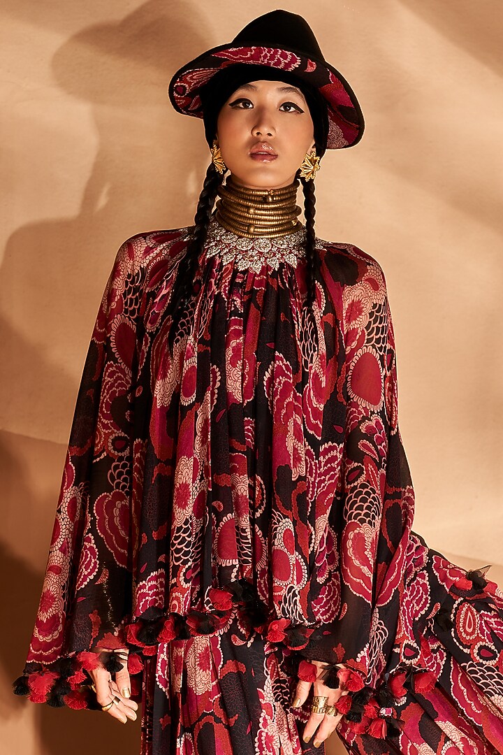 Black & Red Printed Pant Set by Bhumika Sharma at Pernia's Pop Up Shop