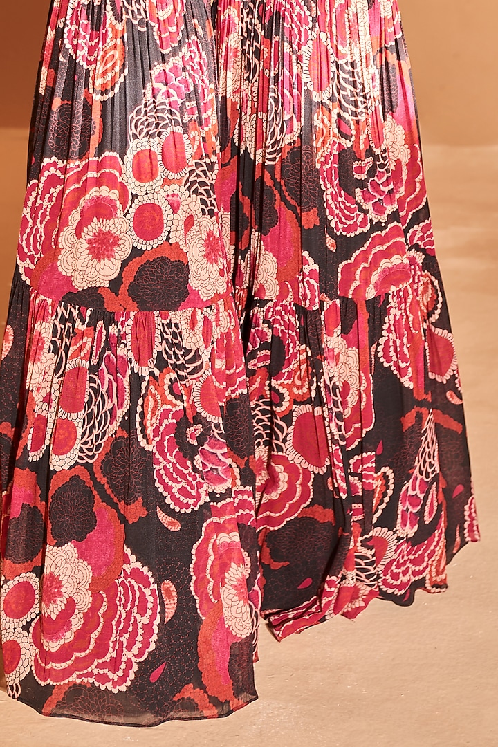 Black & Red Printed Wedding Sharara Set by Bhumika Sharma at Pernia's Pop Up Shop