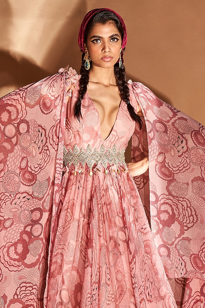 Blush Pink Printed Bridal Anarkali Set by Bhumika Sharma at Pernia's Pop Up Shop
