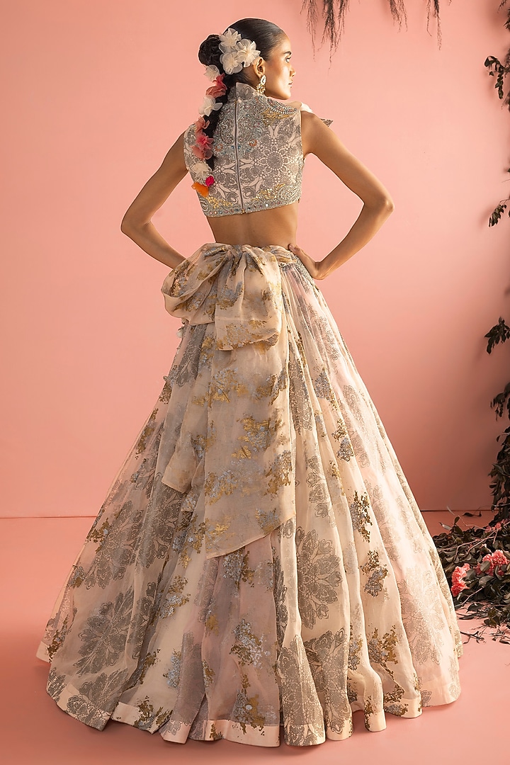 Champagne Organza Bridal Lehenga Set by Bhumika Sharma at Pernia's Pop Up Shop
