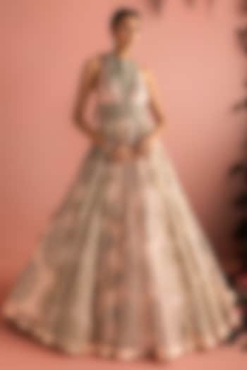 Champagne Organza Bridal Anarkali by Bhumika Sharma at Pernia's Pop Up Shop