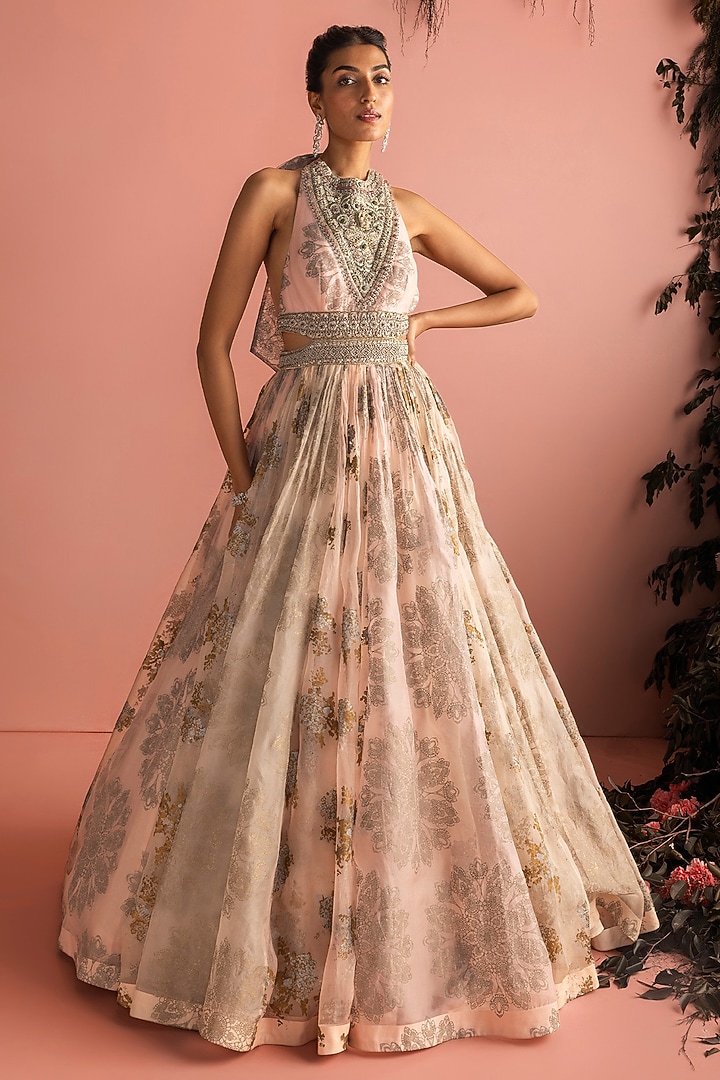 Champagne Organza Bridal Anarkali by Bhumika Sharma at Pernia's Pop Up Shop