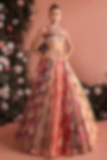 Blush Pink Organza Printed Wedding Lehenga Set by Bhumika Sharma at Pernia's Pop Up Shop