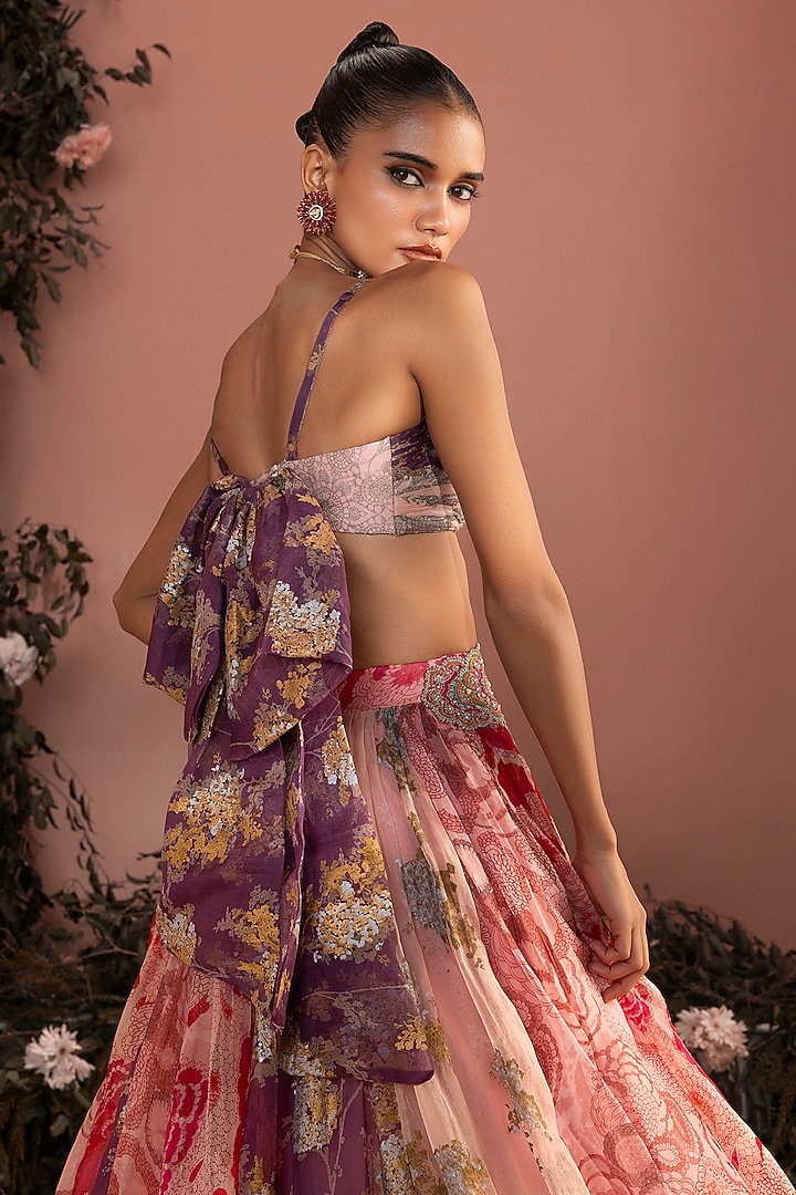 Blush Pink Organza Printed Wedding Lehenga Set by Bhumika Sharma at Pernia's Pop Up Shop