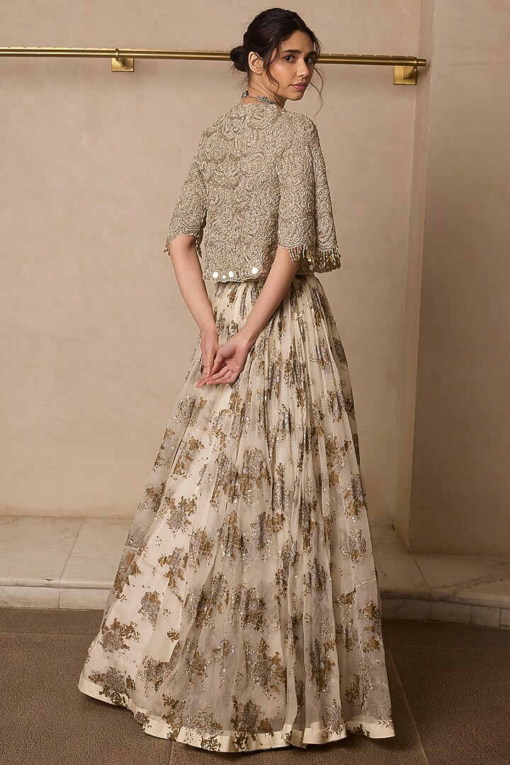 Ivory Organza & Net Printed Bridal Lehenga Set by Bhumika Sharma at Pernia's Pop Up Shop
