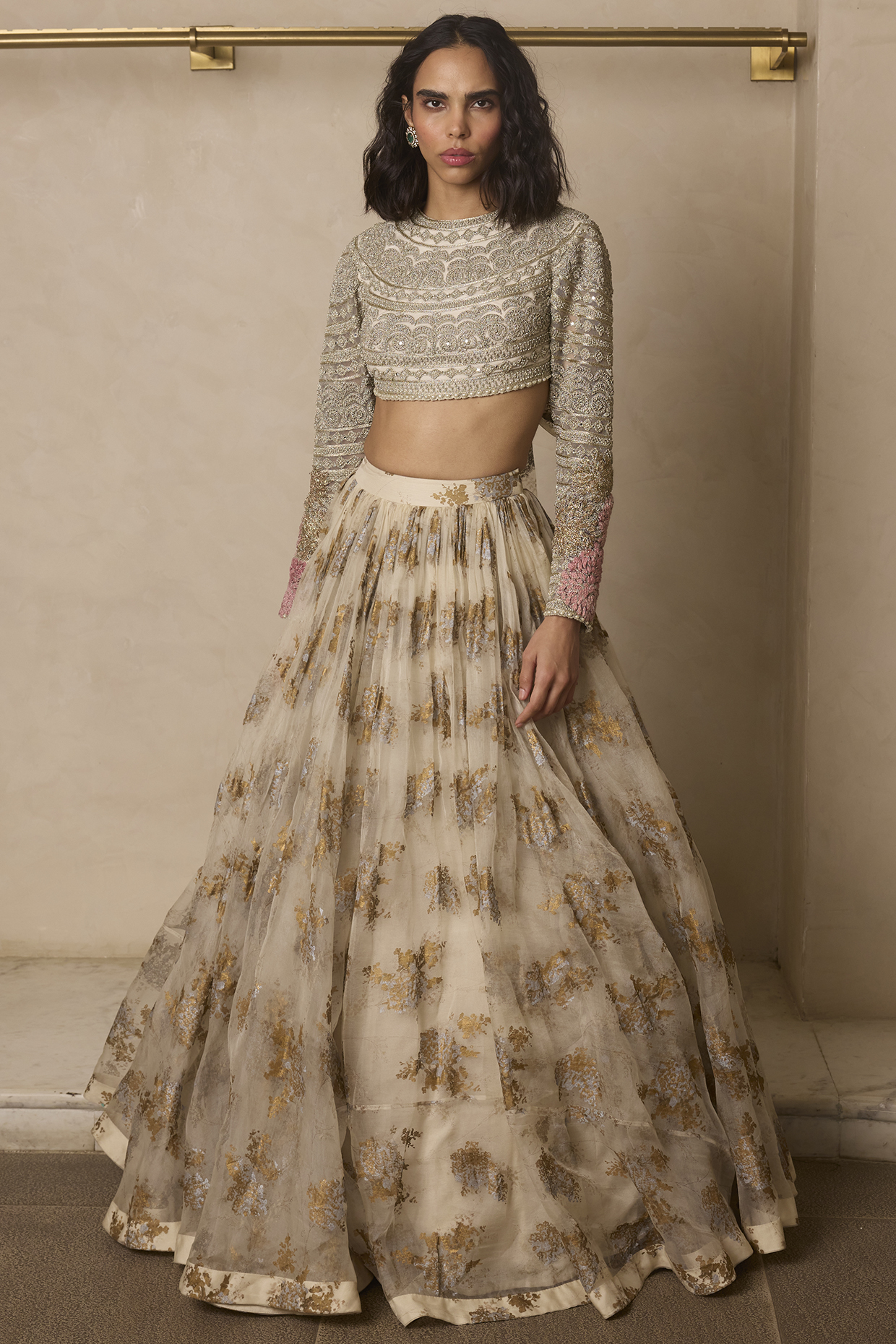 Ivory Organza & Net Printed Bridal Lehenga Set by Bhumika Sharma at Pernia's Pop Up Shop
