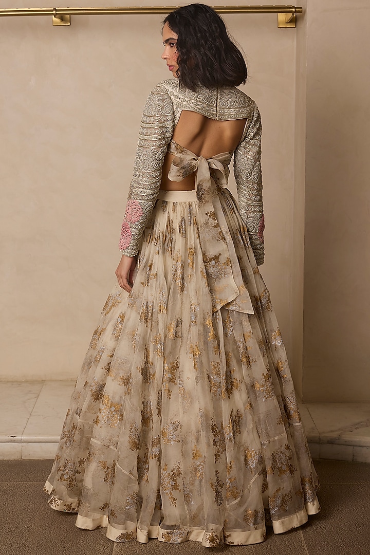 Ivory Organza & Net Printed Bridal Lehenga Set by Bhumika Sharma at Pernia's Pop Up Shop