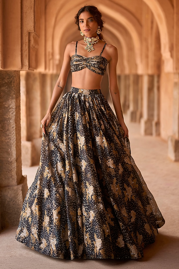 Black Organza Skirt Set by Bhumika Sharma at Pernia's Pop Up Shop