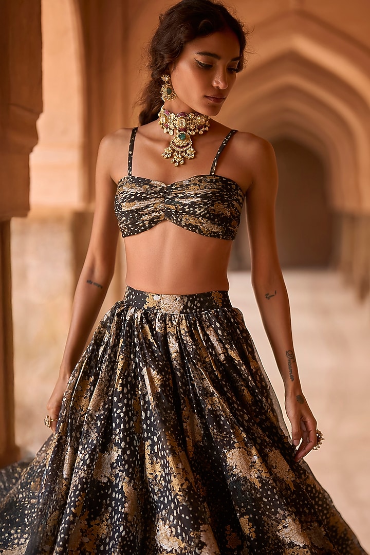 Black Organza Skirt Set by Bhumika Sharma at Pernia's Pop Up Shop