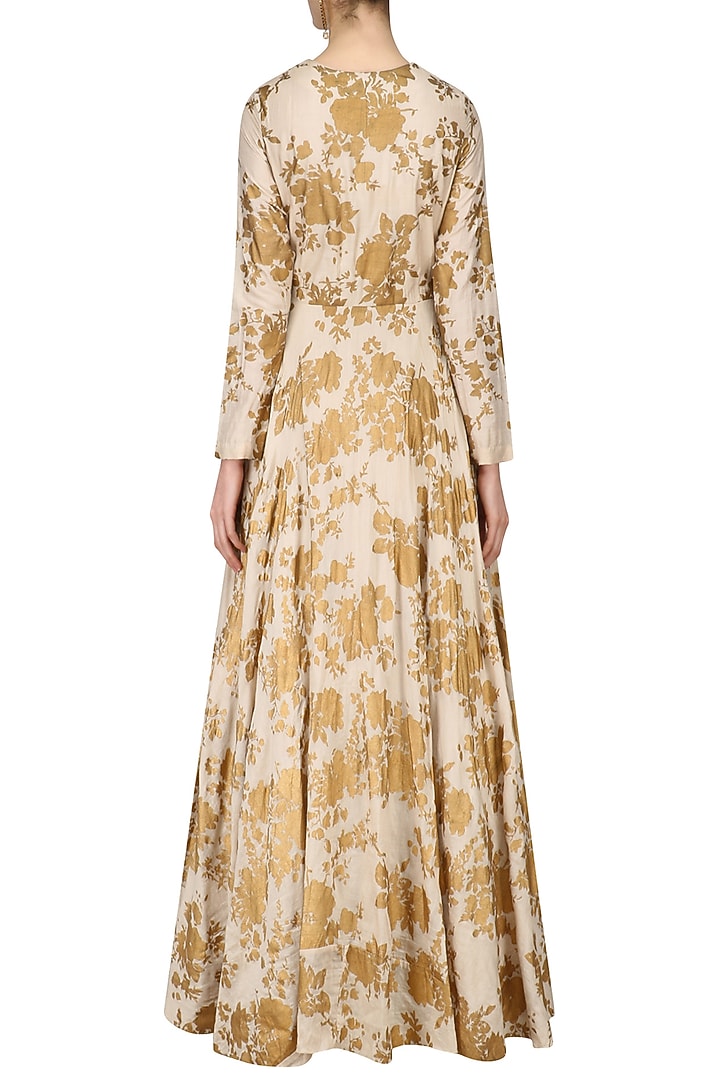 Ivory anarkali with embroidered dupatta available only at Pernia's Pop Up Shop.