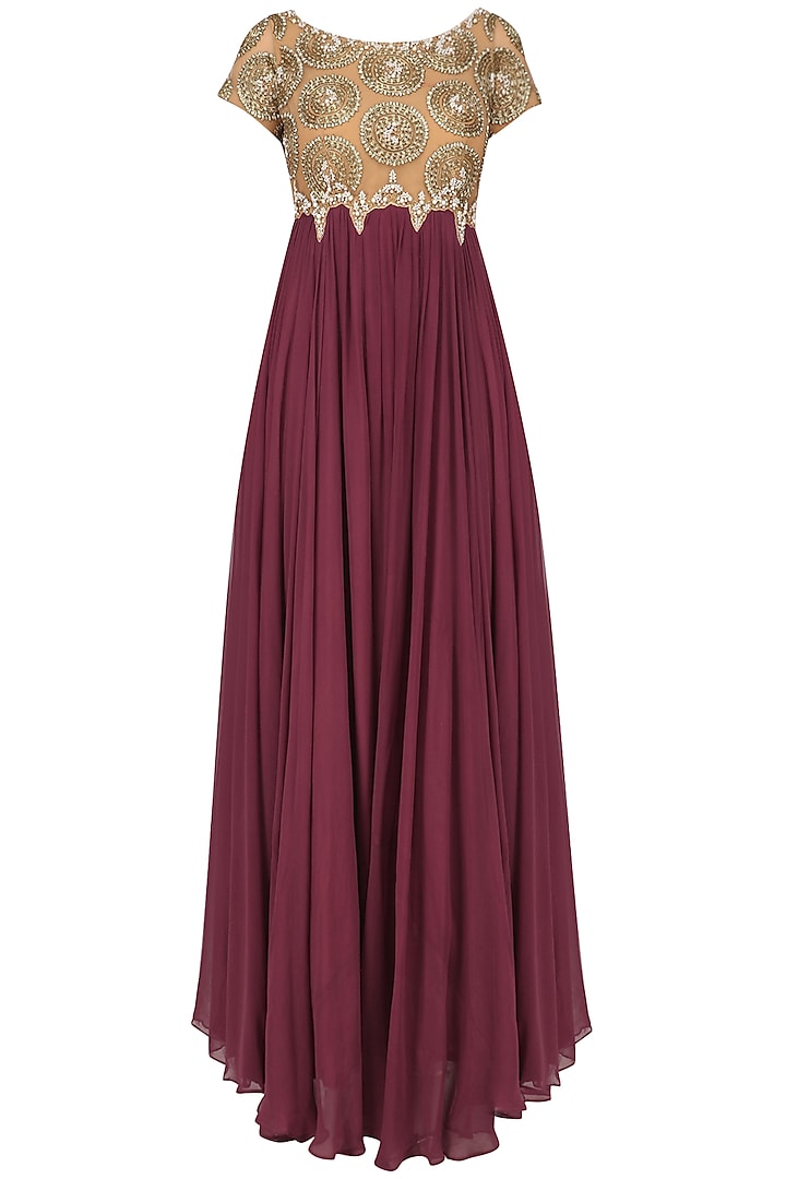 Nude and maroon anarkali with dupatta available only at Pernia's Pop Up ...