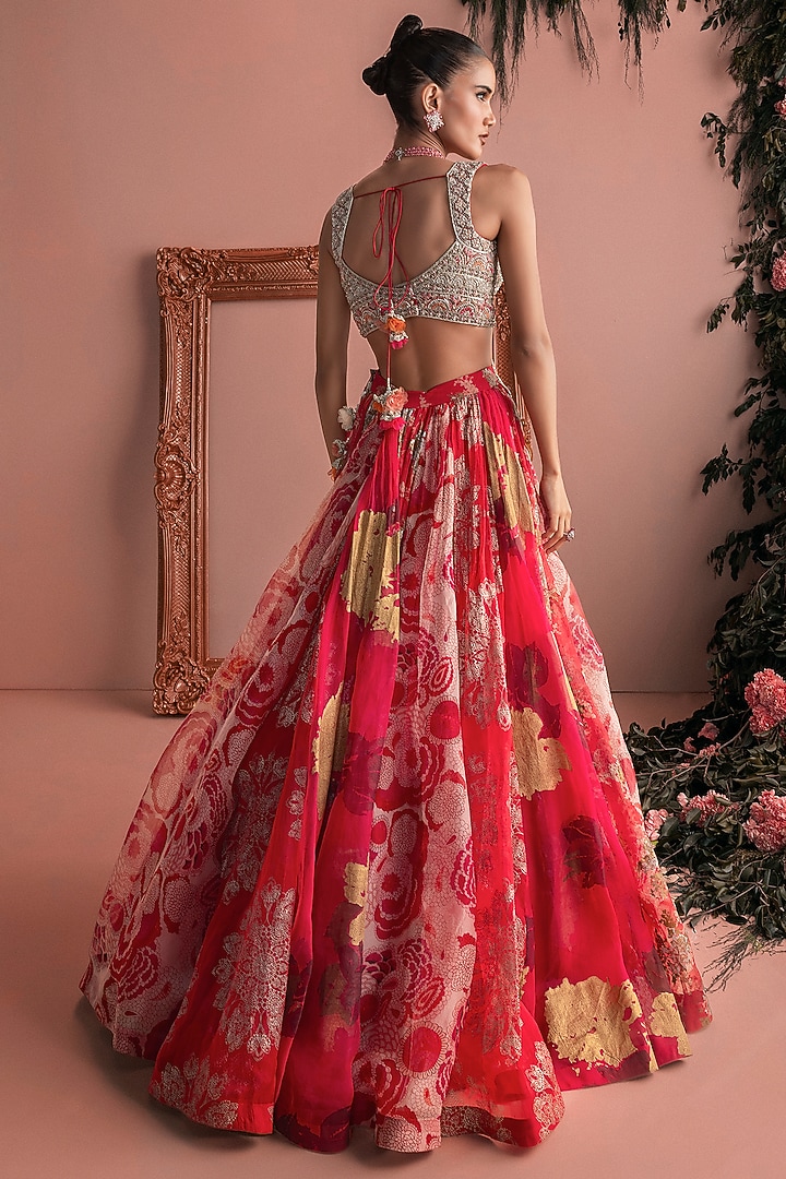 Fuchsia Organza Embroidered Wedding Lehenga Set by Bhumika Sharma at Pernia's Pop Up Shop