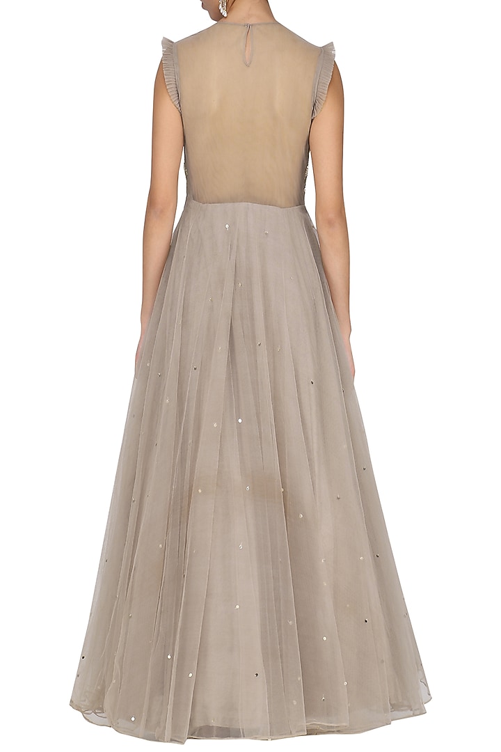 Grey pearl embroidered anarkali with dupatta available only at Pernia's Pop Up Shop.