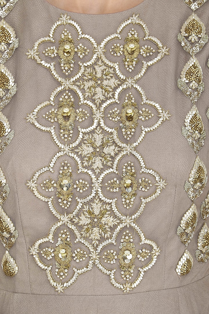 Grey pearl embroidered anarkali with dupatta available only at Pernia's Pop Up Shop.