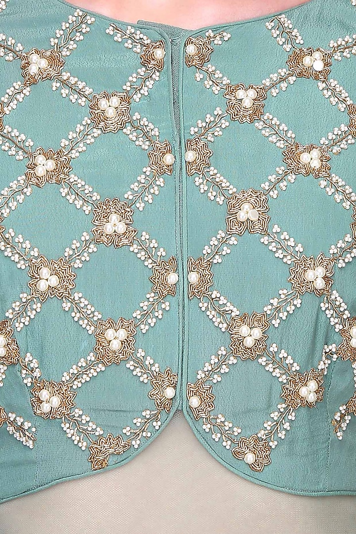 Autumn pearl embroidered flared sleeves anarkali set available only at Pernia's Pop Up Shop.