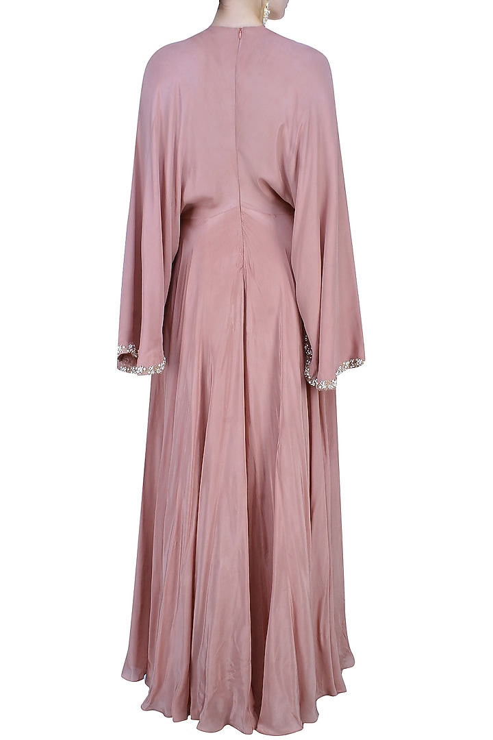 Pink floral motifs embroidered flared sleeves gown available only at Pernia's Pop Up Shop.