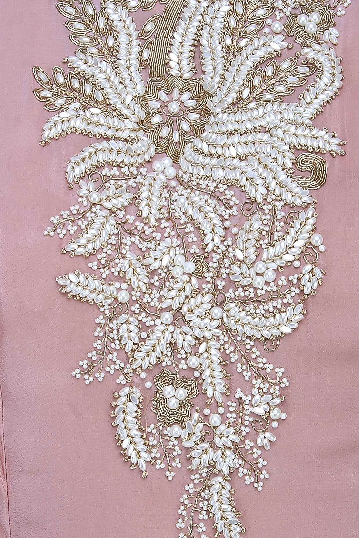 Pink floral motifs embroidered flared sleeves gown available only at Pernia's Pop Up Shop.