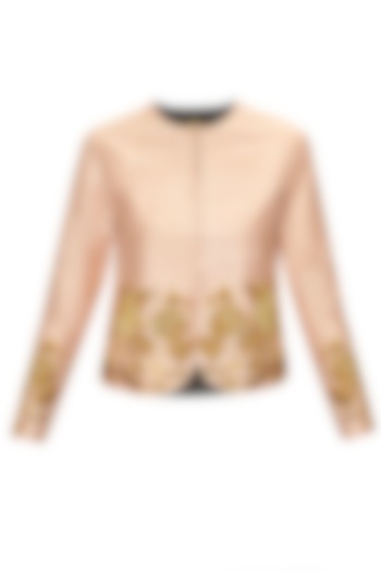 Peach floral jaal jacket available only at Pernia's Pop-Up Shop.