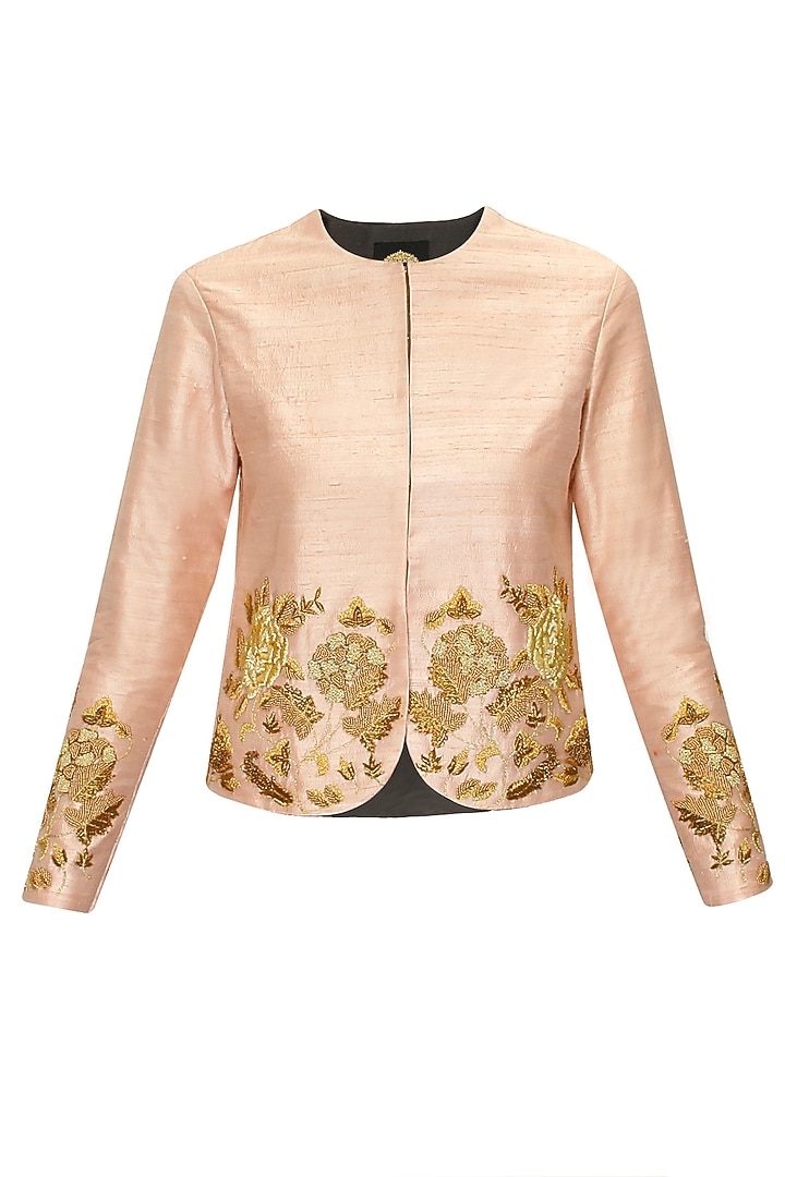 Peach floral jaal jacket available only at Pernia's Pop-Up Shop.