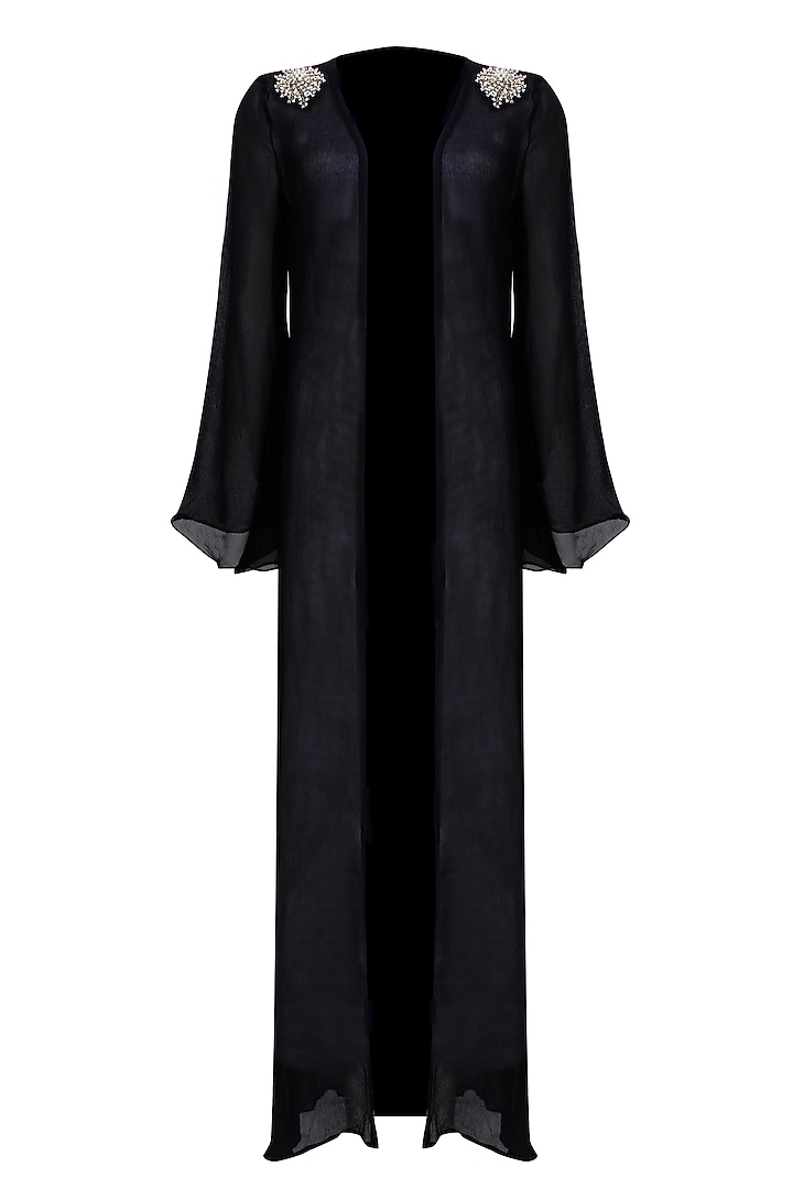 Black pearl embroidery on shoulder cape available only at Pernia's Pop Up Shop.
