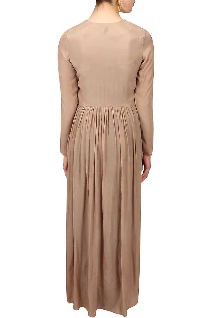 Nude floral embroidered motifs front open cape available only at Pernia's Pop Up Shop.