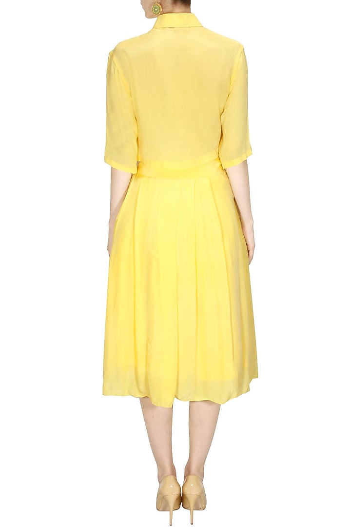 Lemon yellow sheer crop top and skirt set available only at Pernia's Pop Up Shop.