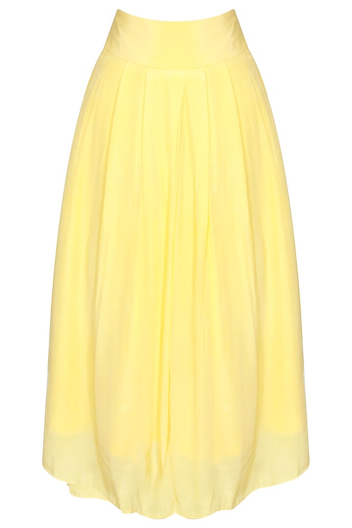Lemon yellow sheer crop top and skirt set available only at Pernia's Pop Up Shop.