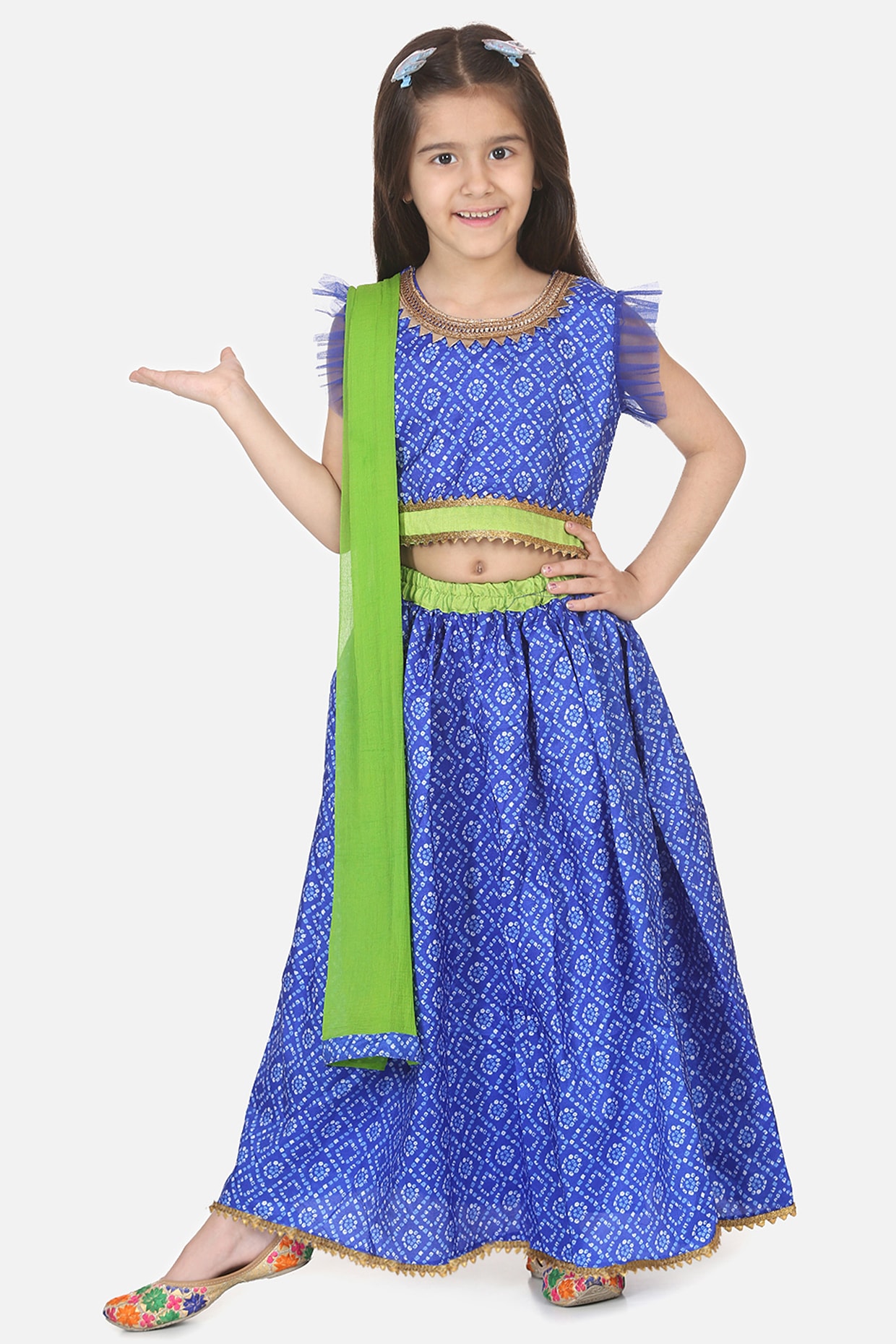 Bownbee Leheriya Print Short Sleeves Choli With Dupatta & Lehenga Set –  BownBee - Styling Kids The Indian Way
