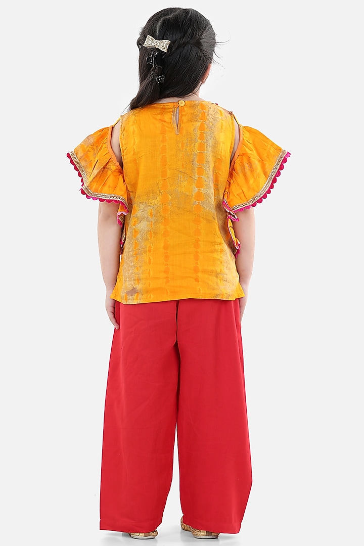 Red Silk Pant Set For Girls by BownBee at Pernia's Pop Up Shop