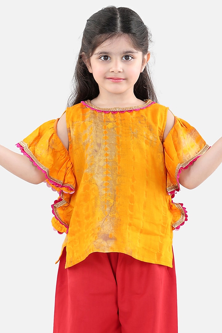 Red Silk Pant Set For Girls by BownBee at Pernia's Pop Up Shop