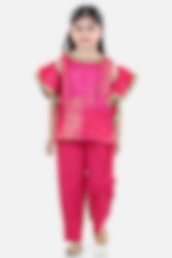 Pink Silk Pant Set For Girls by BownBee at Pernia's Pop Up Shop