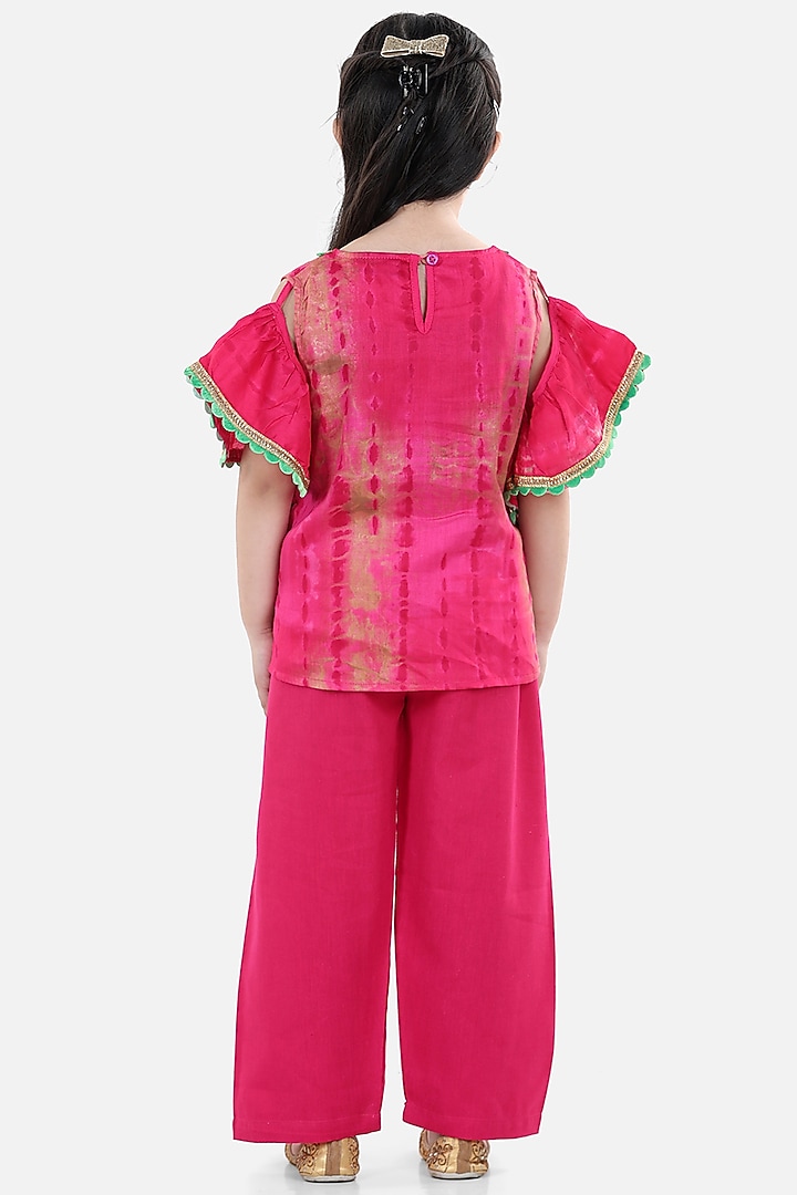 Pink Silk Pant Set For Girls by BownBee at Pernia's Pop Up Shop