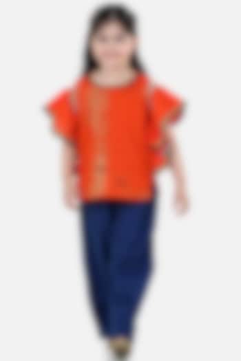 Blue Silk Pant Set For Girls by BownBee at Pernia's Pop Up Shop