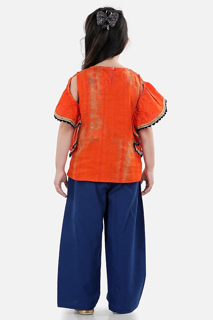 Blue Silk Pant Set For Girls by BownBee at Pernia's Pop Up Shop