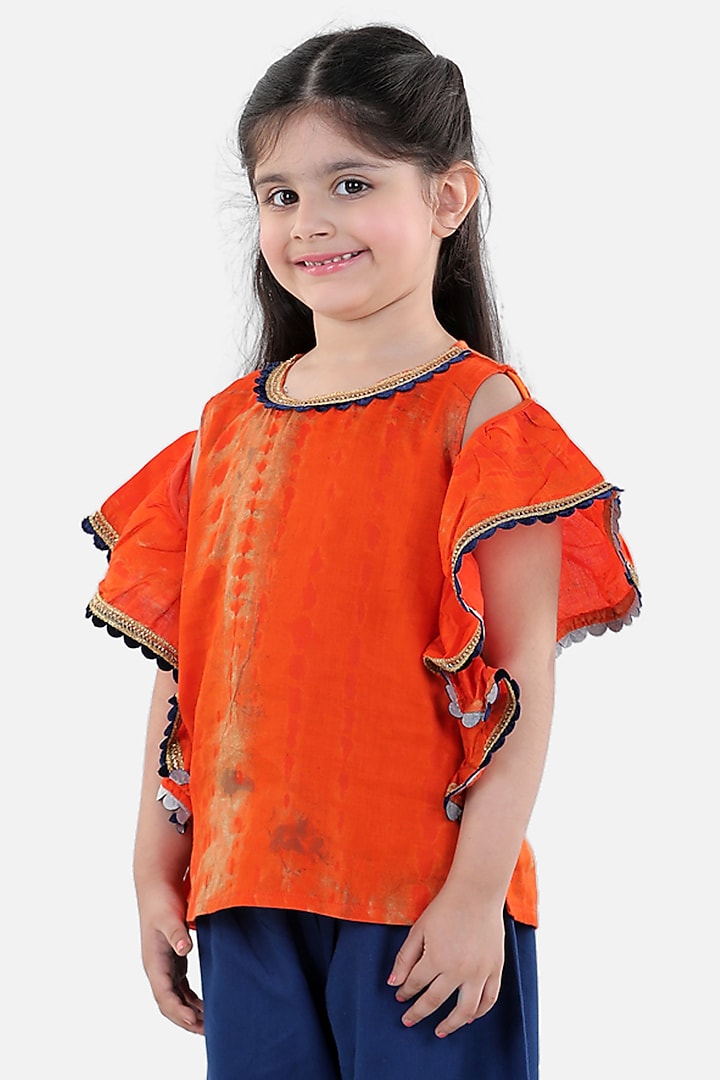 Blue Silk Pant Set For Girls by BownBee at Pernia's Pop Up Shop