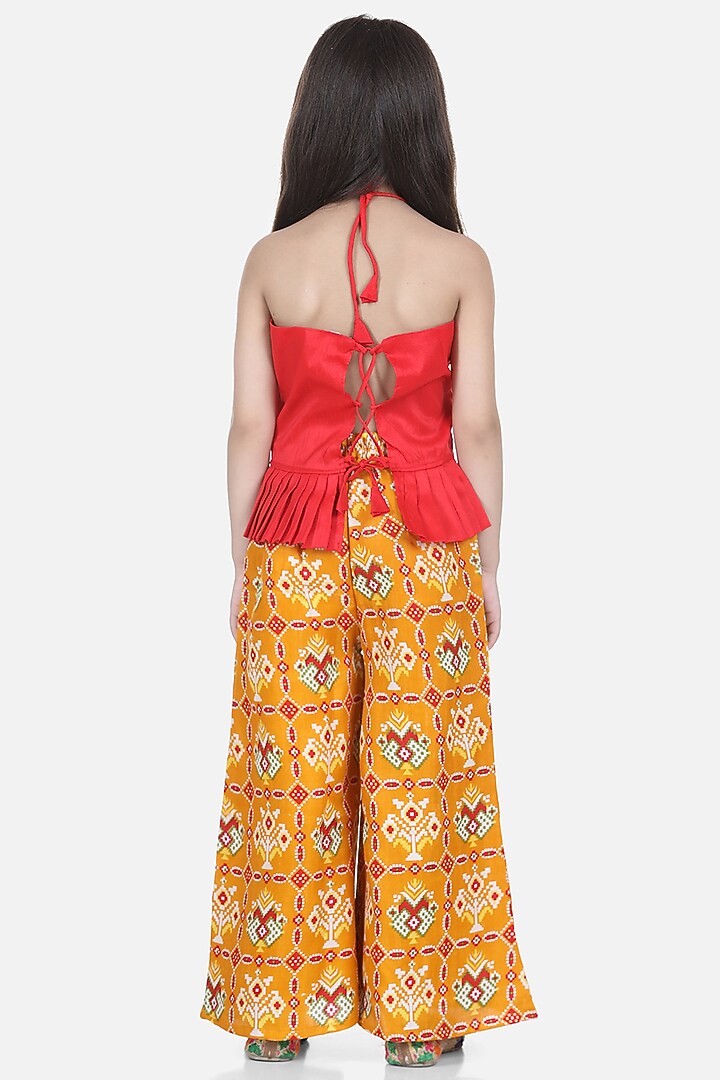 Yellow Silk Pant Set For Girls by BownBee at Pernia's Pop Up Shop