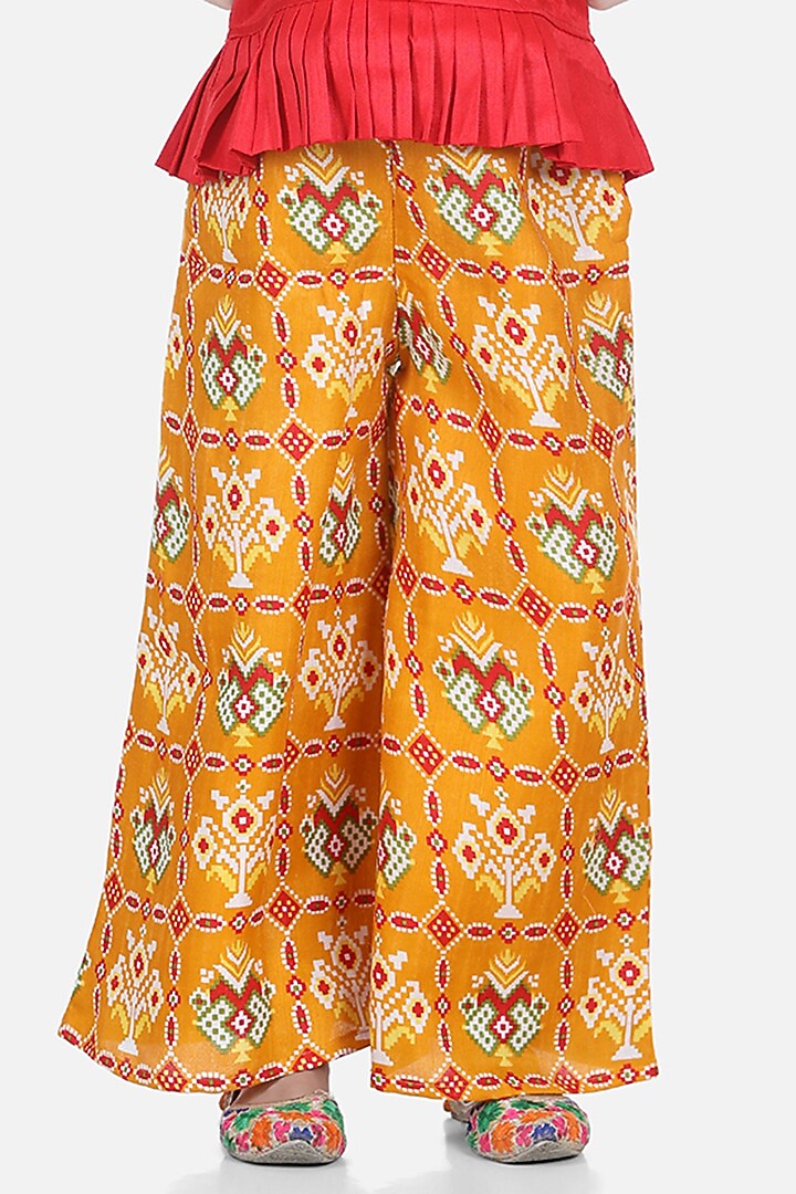 Yellow Silk Pant Set For Girls by BownBee at Pernia's Pop Up Shop