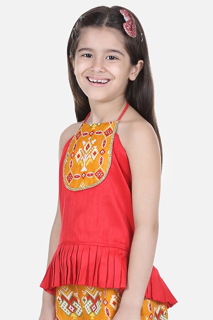 Yellow Silk Pant Set For Girls by BownBee at Pernia's Pop Up Shop