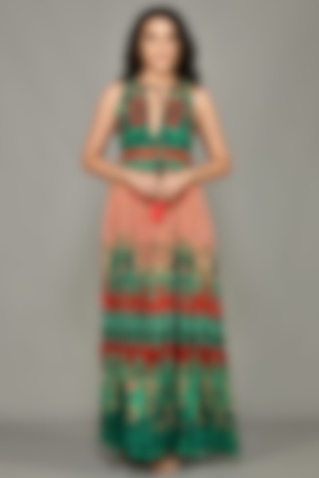 Green Galleria Printed Maxi Vacation Dress by Bhanuni By Jyoti at Pernia's Pop Up Shop