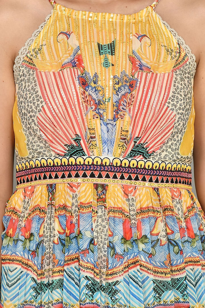 Multi-Colored Printed Halter Maxi Vacation Dress by Bhanuni By Jyoti at Pernia's Pop Up Shop