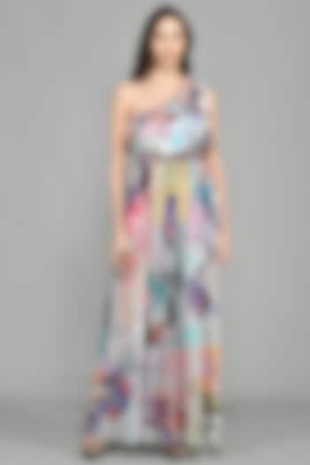 Multi-Colored Printed One-Shoulder Maxi Dress by Bhanuni By Jyoti
