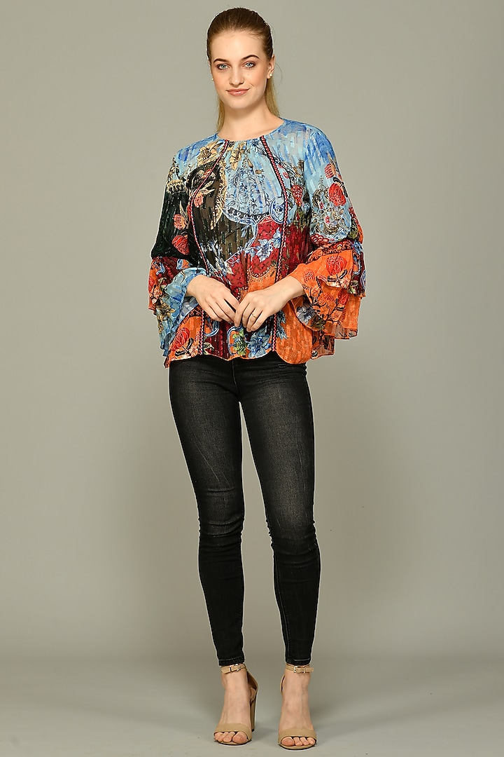Multi-Colored Printed  Blouse by Bhanuni By Jyoti