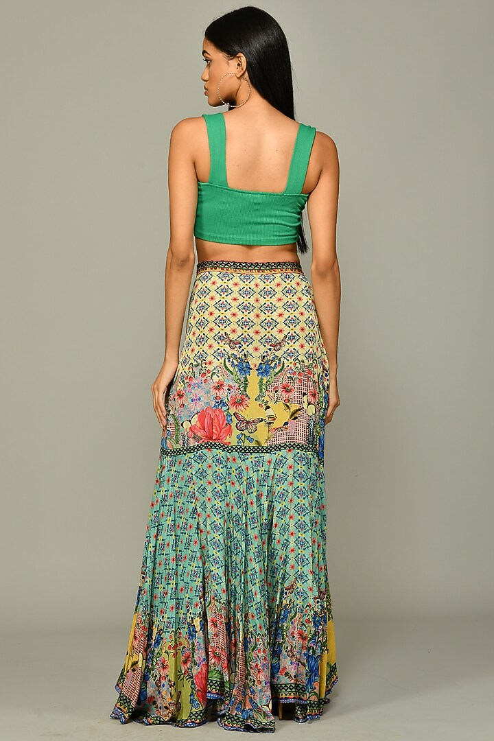 Multi-Colored Printed Ruffled Maxi Skirt by Bhanuni By Jyoti at Pernia's Pop Up Shop