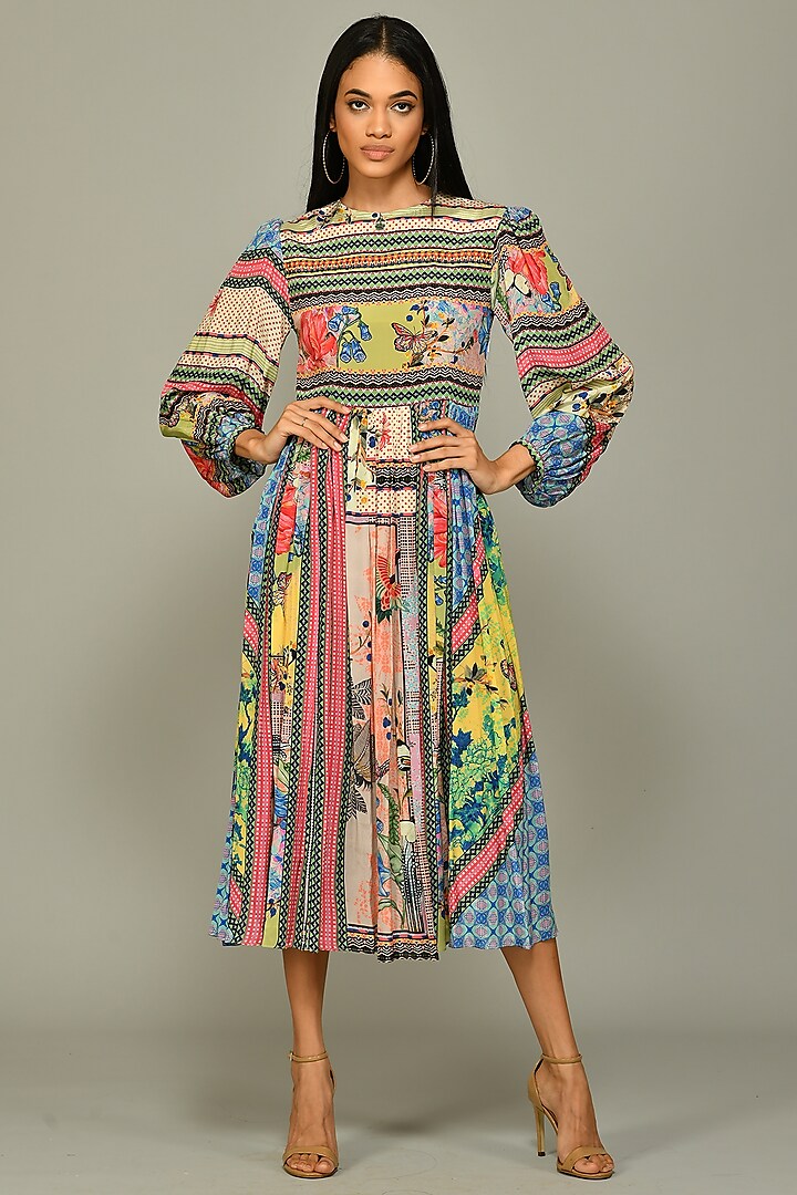 Multi-Colored Printed Midi Dress by Bhanuni By Jyoti