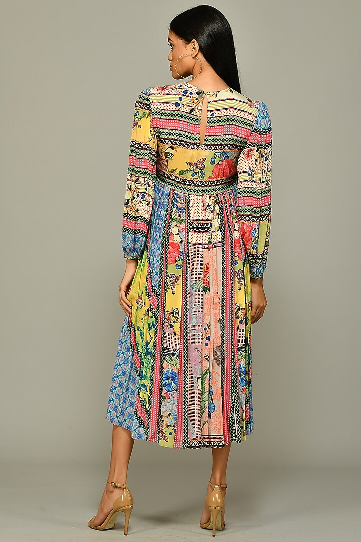 Multi-Colored Printed Midi Vacation Dress by Bhanuni By Jyoti at Pernia's Pop Up Shop