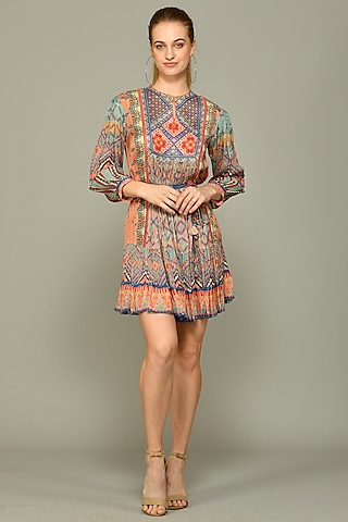 Multi-Colored Tunic Dress With Print by Bhanuni By Jyoti