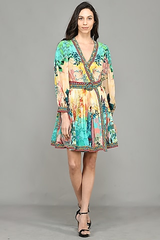 Multi-Colored Printed Mini Dress by Bhanuni By Jyoti