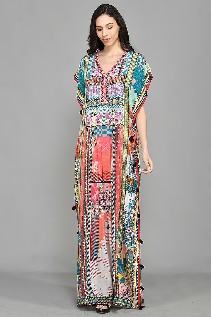 Multi-Colored Printed Kaftan by Bhanuni By Jyoti at Pernia's Pop Up Shop